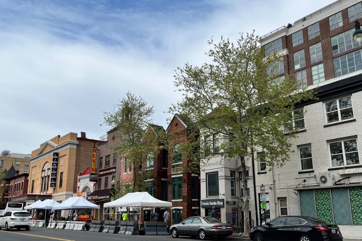 a car parked on a city street
