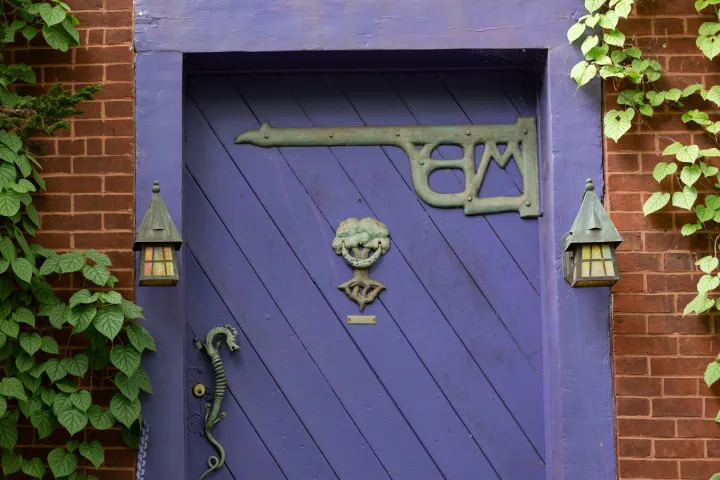 Door of the eclectic Edward Lind Morse Studio