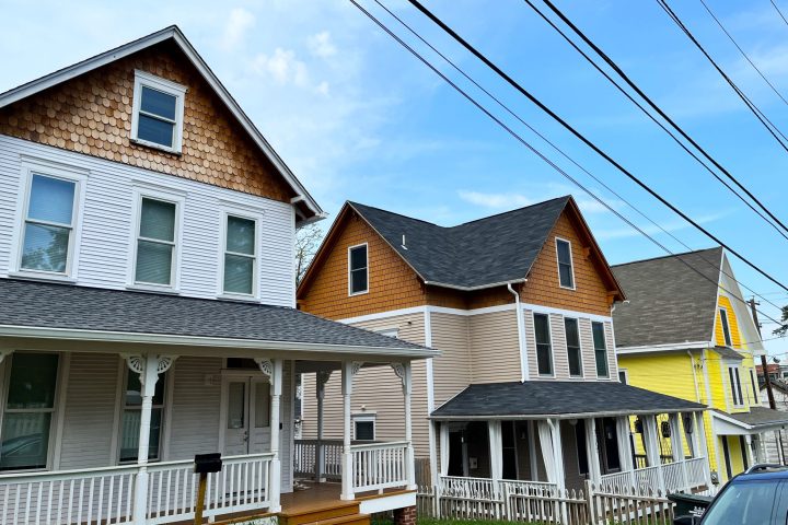 a small house in the background