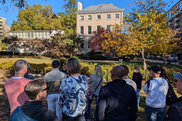 a group of people in a park